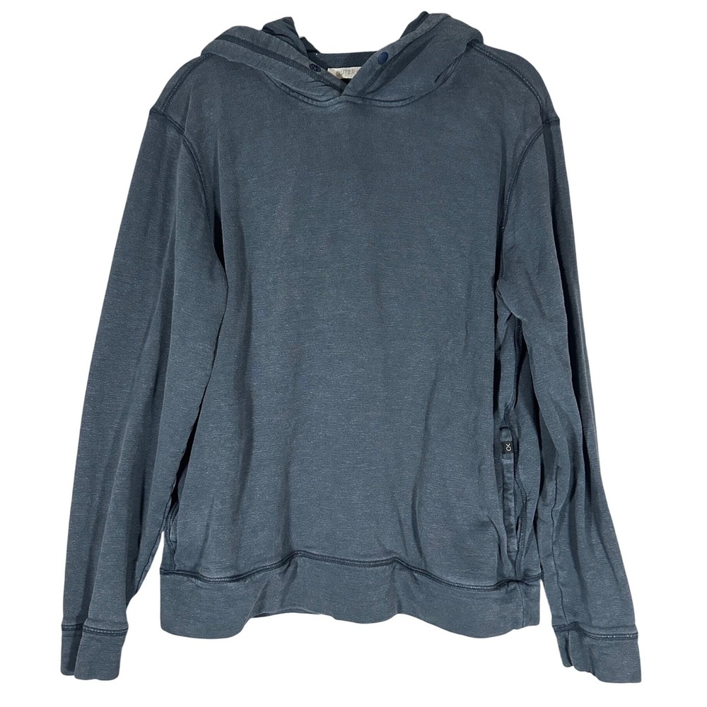 Outerknown Sur Snap Pullover Hoodie Mens Sz L Blue Hemp Organic Cotton Surf Eco